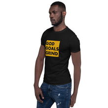 Load image into Gallery viewer, GOD GOALS GRIND Unisex Tee (Black Print/Mustard Box)