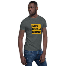 Load image into Gallery viewer, GOD GOALS GRIND Unisex Tee (Black Print/Mustard Box)