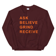 Load image into Gallery viewer, ASK BELIEVE Unisex Sweatshirt (Orange print)