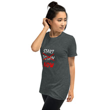 Load image into Gallery viewer, START NOW Unisex Tee (White/Red Print)