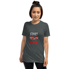 Load image into Gallery viewer, START NOW Unisex Tee (White/Red Print)