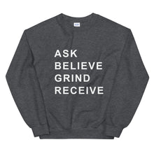 Load image into Gallery viewer, ASK BELIEVE Unisex Sweatshirt (White print)