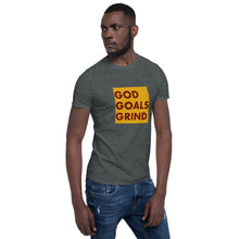 Load image into Gallery viewer, GOD GOALS GRIND Unisex Tee (Maroon Print/Gold Box)
