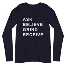 Load image into Gallery viewer, ASK BELIEVE Unisex Long Sleeve Tee (White Print)