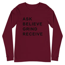 Load image into Gallery viewer, ASK BELIEVE Unisex Long Sleeve Tee (Black Print)