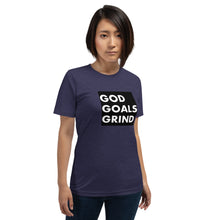 Load image into Gallery viewer, GOD GOALS GRIND Unisex Tee (White Print/Black Box)