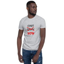 Load image into Gallery viewer, START NOW Unisex Tee (Black/Red Print)