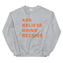 Load image into Gallery viewer, ASK BELIEVE Unisex Sweatshirt (Orange print)