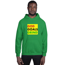 Load image into Gallery viewer, GOD GOALS GRIND Unisex Hoodie (Red, Black, Green Print)