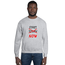Load image into Gallery viewer, START NOW Unisex Sweatshirt (Black/Red Print)