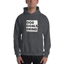 Load image into Gallery viewer, GOD GOALS GRIND Unisex Hoodie (Black Print/White Box)
