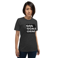 Load image into Gallery viewer, GOD GOALS GRIND Unisex Tee (White Print/Black Box)