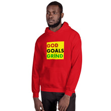 Load image into Gallery viewer, GOD GOALS GRIND Unisex Hoodie (Red, Black, Green Print)