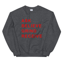 Load image into Gallery viewer, ASK BELIEVE Unisex Sweatshirt (Red print)
