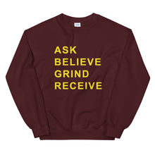 Load image into Gallery viewer, ASK BELIEVE Unisex Sweatshirt (Gold Print)