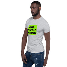 Load image into Gallery viewer, GOD GOALS GRIND Unisex Tee (Black Print/Lime Box)