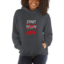 Load image into Gallery viewer, START NOW Unisex Hoodie (White/Red Print)