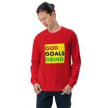 Load image into Gallery viewer, GOD GOALS GRIND Unisex Sweatshirt (Red, Black, Green Print)