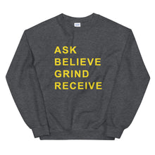 Load image into Gallery viewer, ASK BELIEVE Unisex Sweatshirt (Gold Print)