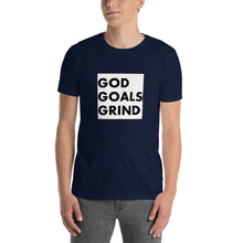 Load image into Gallery viewer, GOD GOALS GRIND Unisex Tee (Black Print/White Box)