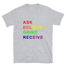 Load image into Gallery viewer, ASK BELIEVE Unisex Tee (Rainbow Print)