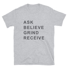 Load image into Gallery viewer, ASK BELIEVE Unisex Tee (Gray Print)