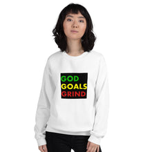 Load image into Gallery viewer, GOD GOALS GRIND Unisex Sweatshirt (Green, Yellow, Red Print)