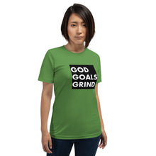 Load image into Gallery viewer, GOD GOALS GRIND Unisex Tee (White Print/Black Box)
