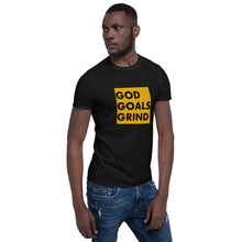 Load image into Gallery viewer, GOD GOALS GRIND Unisex Tee (Black Print/Mustard Box)
