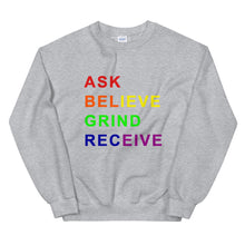 Load image into Gallery viewer, ASK BELIEVE Unisex Sweatshirt (Rainbow Print)