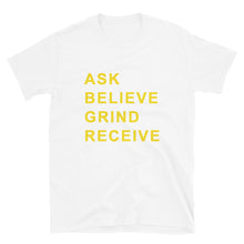 Load image into Gallery viewer, ASK BELIEVE Unisex Tee (Gold Print)