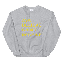 Load image into Gallery viewer, ASK BELIEVE Unisex Sweatshirt (Gold Print)