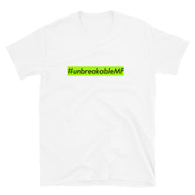 Load image into Gallery viewer, #unbreakableMF Unisex Tee (Black Print/Lime Box)