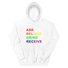 Load image into Gallery viewer, ASK BELIEVE Unisex Hoodie (Rainbow Print)