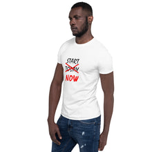 Load image into Gallery viewer, START NOW Unisex Tee (Black/Red Print)