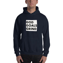 Load image into Gallery viewer, GOD GOALS GRIND Unisex Hoodie (Black Print/White Box)