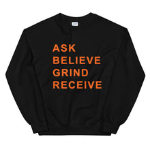 Load image into Gallery viewer, ASK BELIEVE Unisex Sweatshirt (Orange print)