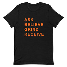 Load image into Gallery viewer, ASK BELIEVE Unisex Tee (Orange Print)