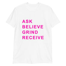 Load image into Gallery viewer, ASK BELIEVE Unisex Tee (Pink Print)