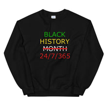 Load image into Gallery viewer, Black History 24/7/365 Unisex Sweatshirt (Multi w/White Print)
