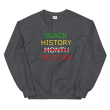 Load image into Gallery viewer, Black History 24/7/365 Unisex Sweatshirt (Multi w/White Print)