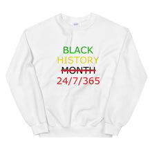Load image into Gallery viewer, Black History 24/7/365 Unisex Sweatshirt (Multi w/Black Print)