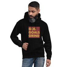 Load image into Gallery viewer, GOD GOALS GRIND Unisex Hoodie (Gold Print/Maroon Box)