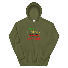 Load image into Gallery viewer, Black History 24/7/365 Unisex Hoodie (Multi w/Black Print)