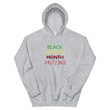 Load image into Gallery viewer, Black History 24/7/365 Unisex Hoodie (Multi w/Black Print)