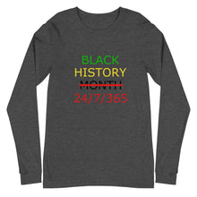 Load image into Gallery viewer, Black History 24/7/365 Unisex Long Sleeve Tee (Multi w/Black Print)