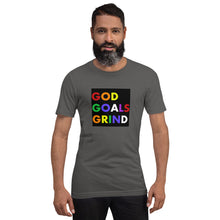 Load image into Gallery viewer, GOD GOALS GRIND Unisex Tee (Rainbow Print/Black Box)