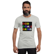 Load image into Gallery viewer, GOD GOALS GRIND Unisex Tee (Rainbow Print/Black Box)