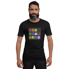 Load image into Gallery viewer, GOD GOALS GRIND Unisex Tee (Rainbow Print/Black Box)