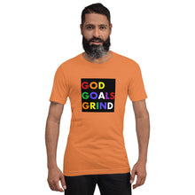 Load image into Gallery viewer, GOD GOALS GRIND Unisex Tee (Rainbow Print/Black Box)